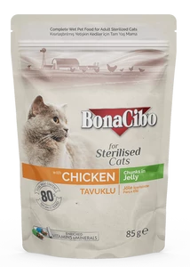 BONACIBO POUCH - WET ADULT CAT FOOD - STERILISED - CHICKEN 85g