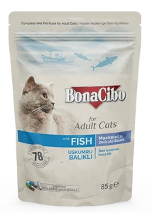 BONACIBO POUCH - WET ADULT CAT FOOD - MACKAREL  85g