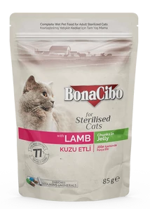 BONACIBO POUCH - WET ADULT CAT FOOD - STERILISED - LAMB 85g