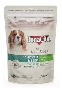 BONACIBO POUCH - WET ADULT DOG FOOD - CHICKEN & BEEF  100g