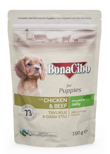 BONACIBO POUCH - WET PUPPY FOOD - CHICKEN & BEEF  100g