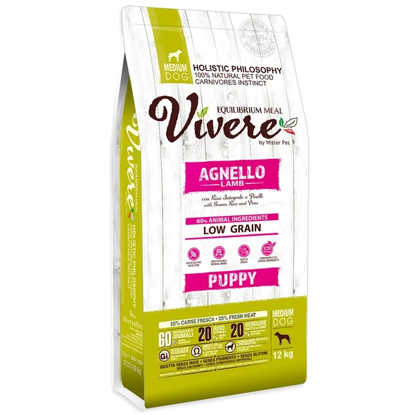 VIVERE LOW GRAIN DOG MEDIUM Puppy Lamb 12kg