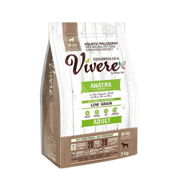 VIVERE LOW GRAIN DOG MINI Adult Duck 3kg