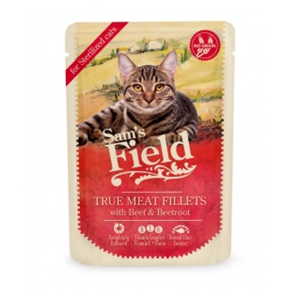 Sam's Field cat pouch steril marhahús filé céklával 85 g