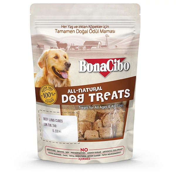 BONACIBO TREATS for DOGS BEEF LUNG CUBES 100g