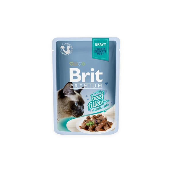 Brit Premium Cat tasakos Delicate Fillets in Gravy with Beef 85g