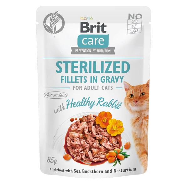 Brit Care Cat Sterilized. Fillets in Gravy with Healthy Rabbit 85 g