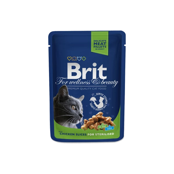 Brit Premium Cat Pouches Chicken Slices For Sterilised 100 G